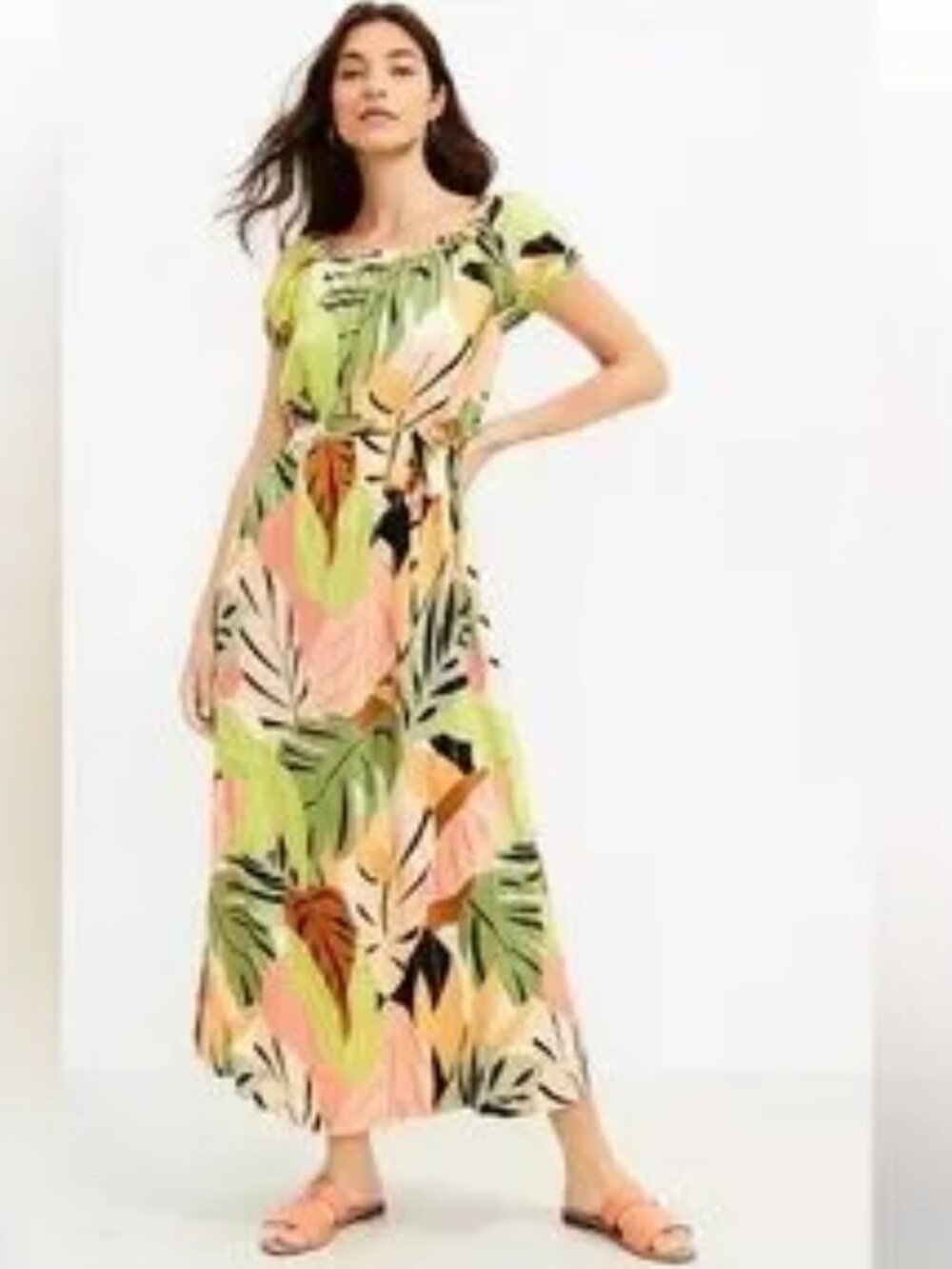 LOFT Shimmer Palm Maxi Dress L NWT